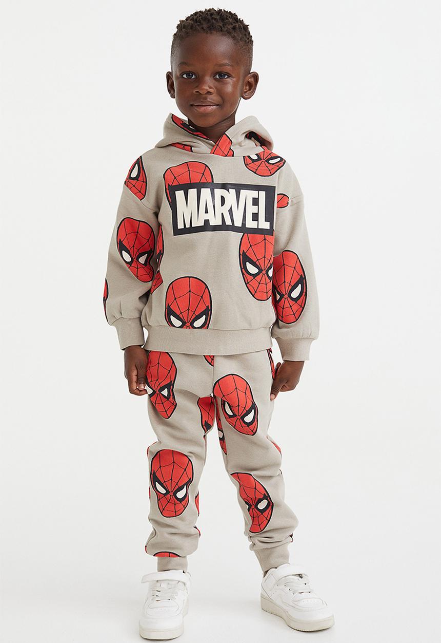 H&M - Printed 2-piece sweatshirt set - beige/spider-man
