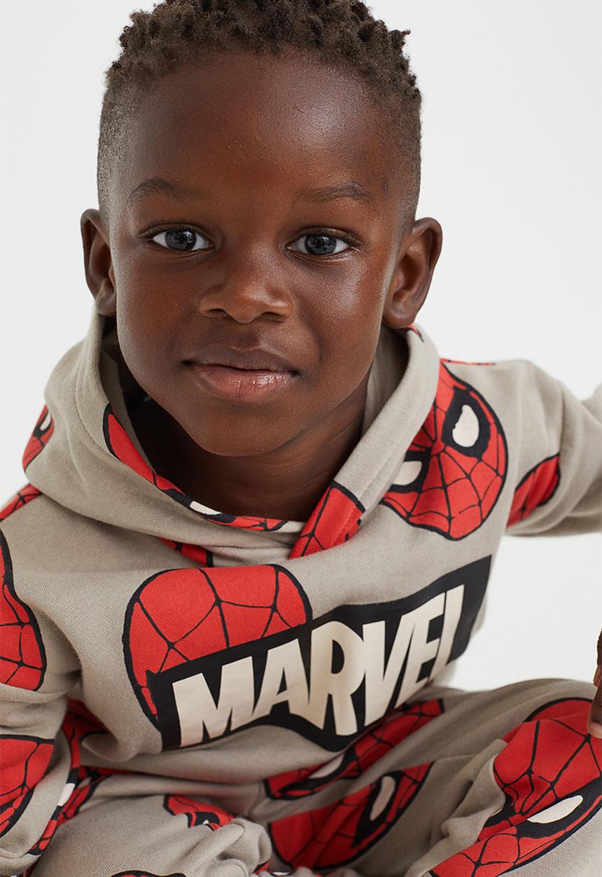 H&M - Printed 2-piece sweatshirt set - beige/spider-man