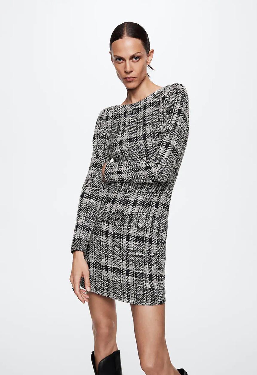 MANGO - Dress chano - grey & black