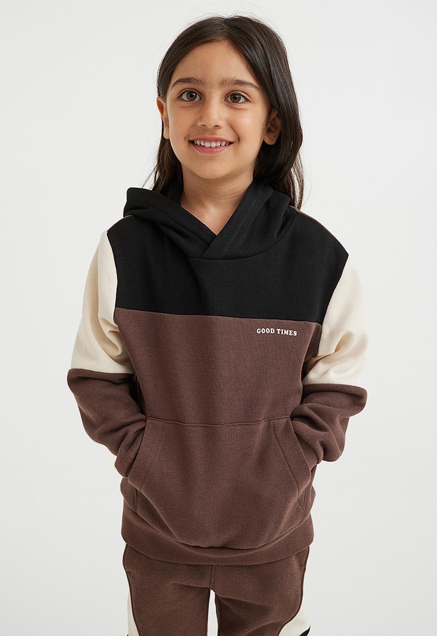 H&M - Hoodie - dark brown/block-coloured