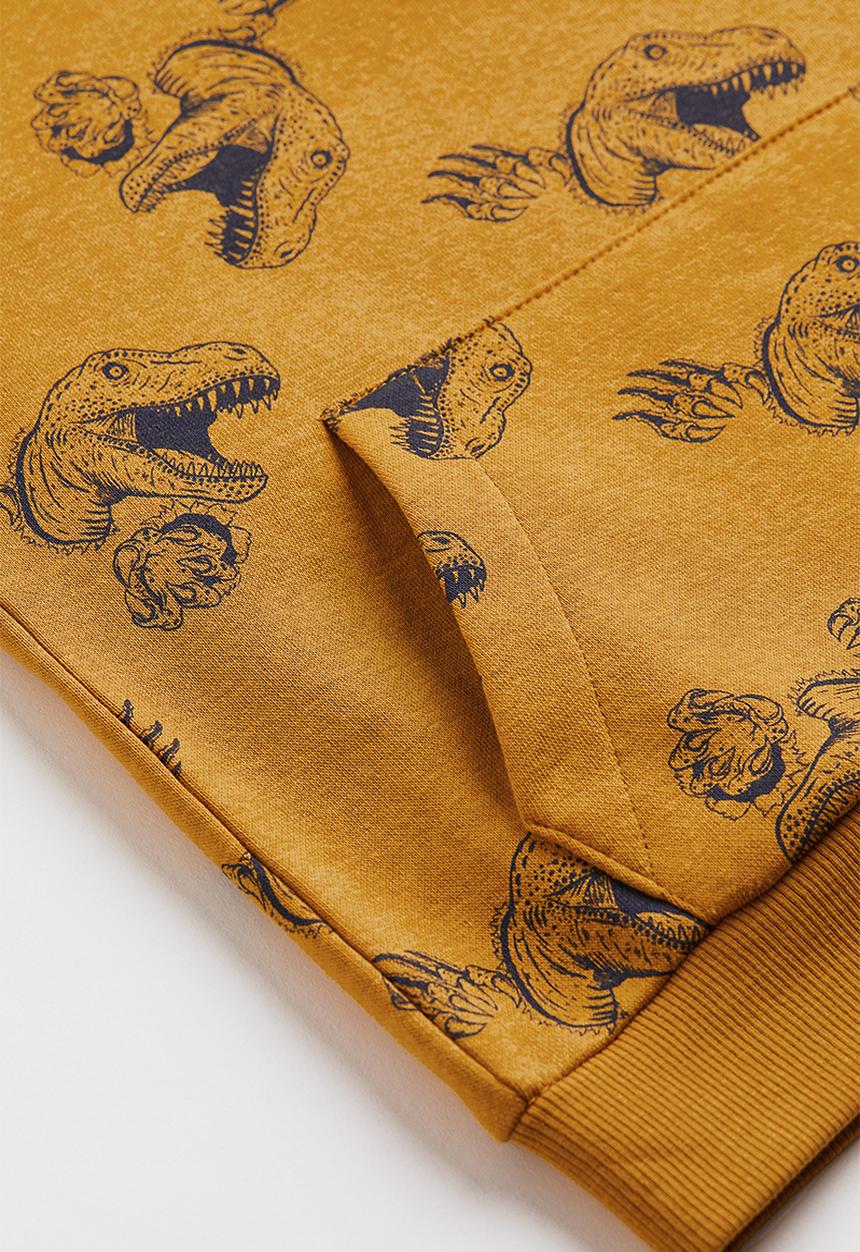 H&M - Hoodie - dark yellow/dinosaurs