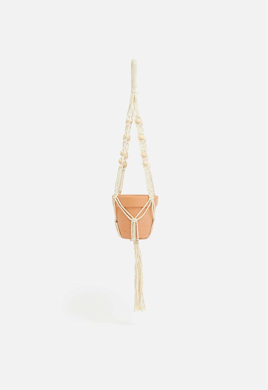 H&S - Macrame with flowerpot - natural