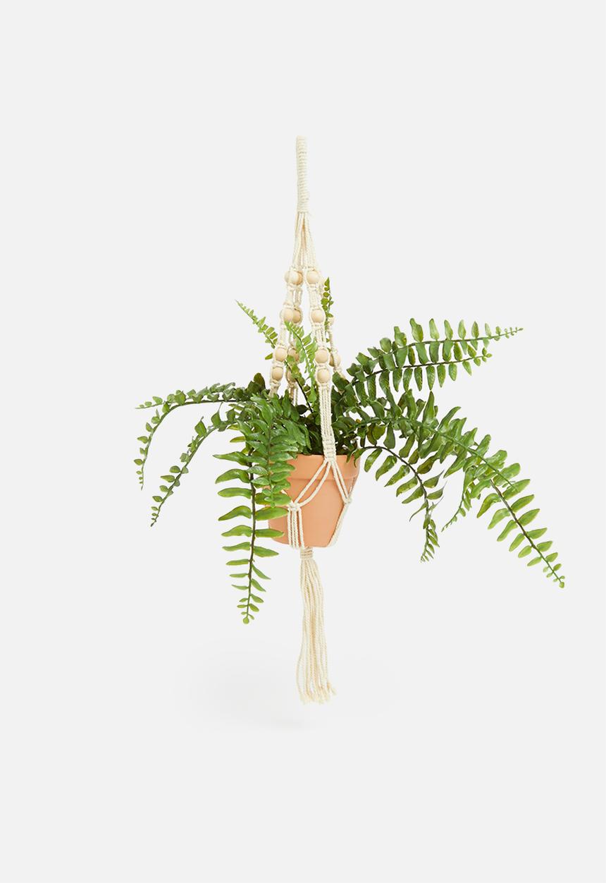 H&S - Macrame with flowerpot - natural