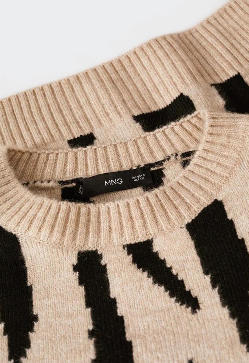 MANGO - Sweater zebra - light beige
