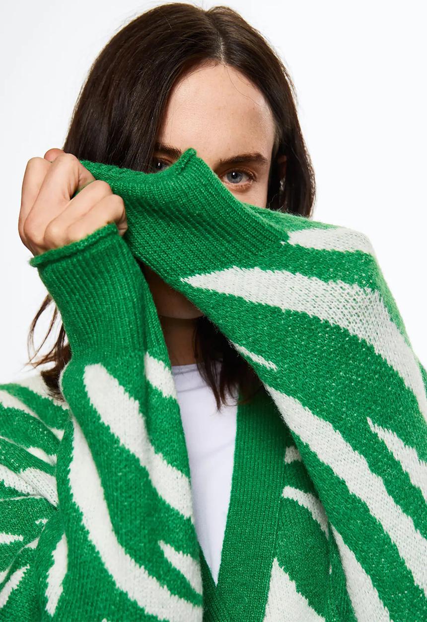 MANGO - Cardigan zebry - green