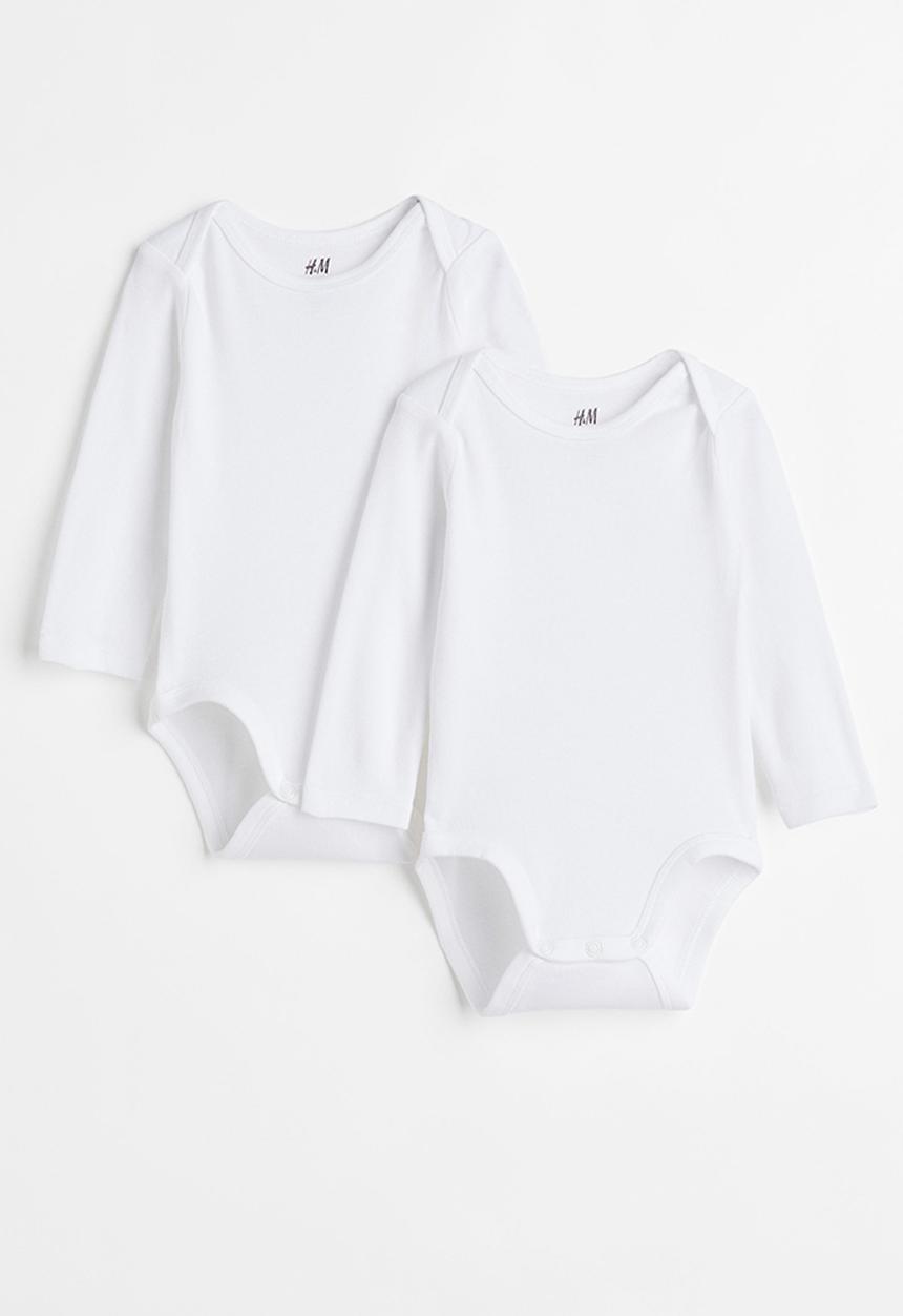 H&M - 2 Pack long-sleeved bodysuits - white