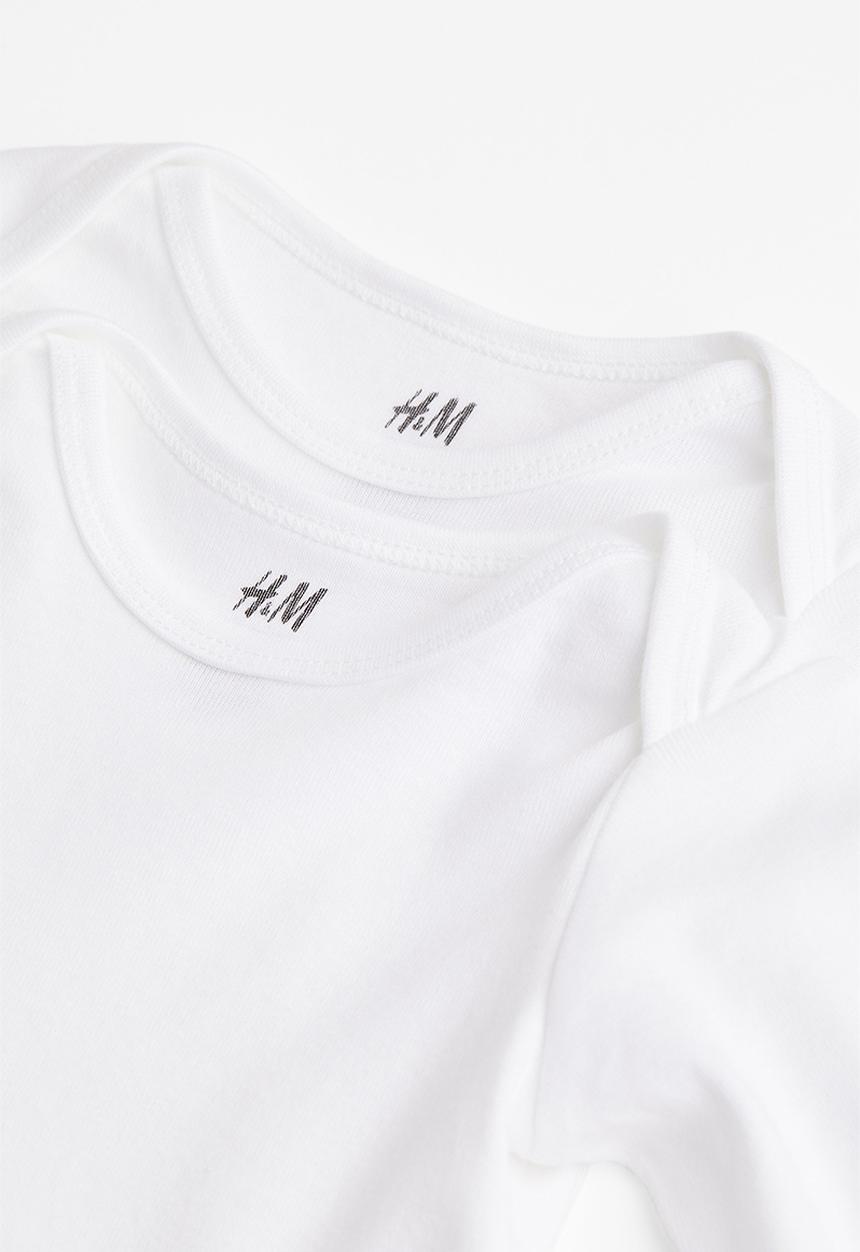 H&M - 2 Pack long-sleeved bodysuits - white
