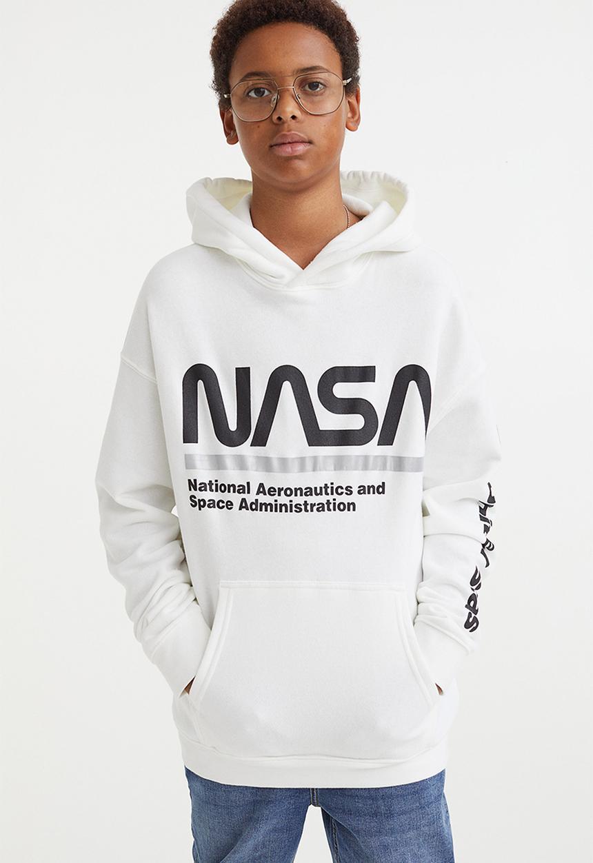H&M - Printed hoodie - white/nasa