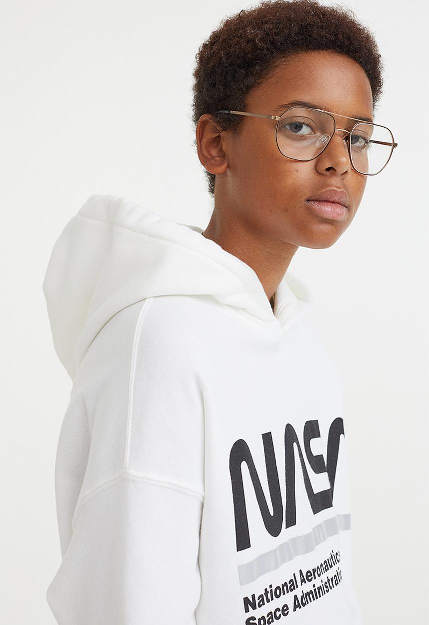 H&M - Printed hoodie - white/nasa