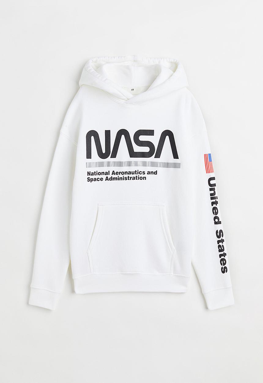 H&M - Printed hoodie - white/nasa