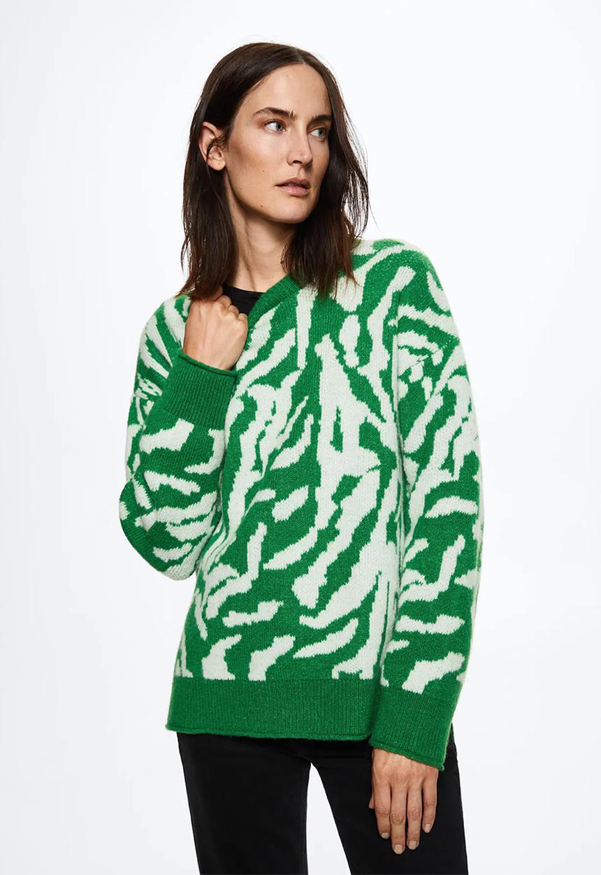 MANGO - Sweater tigre - green