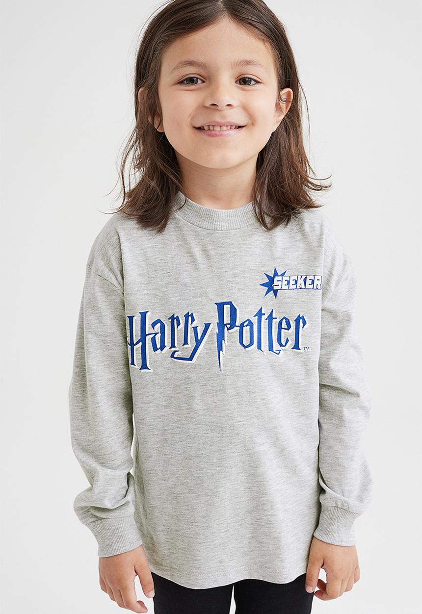 H&M - Printed cotton jersey top - light grey marl/harry potter