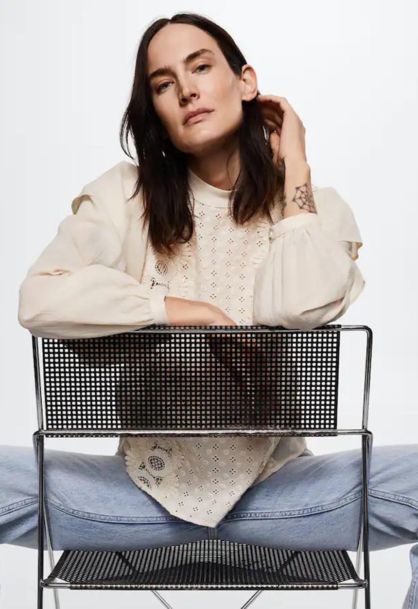 MANGO - Blouse closed - natural