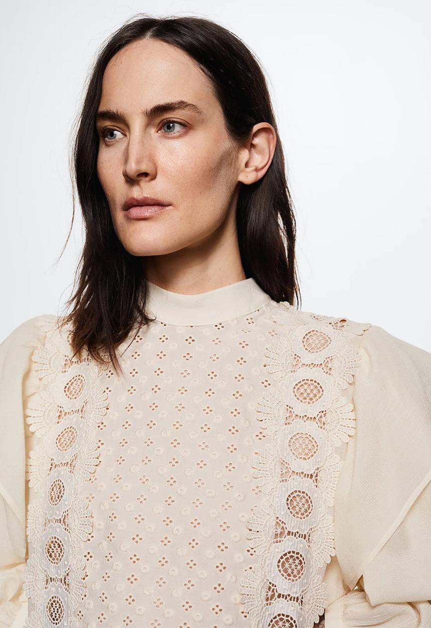 MANGO - Blouse closed - natural