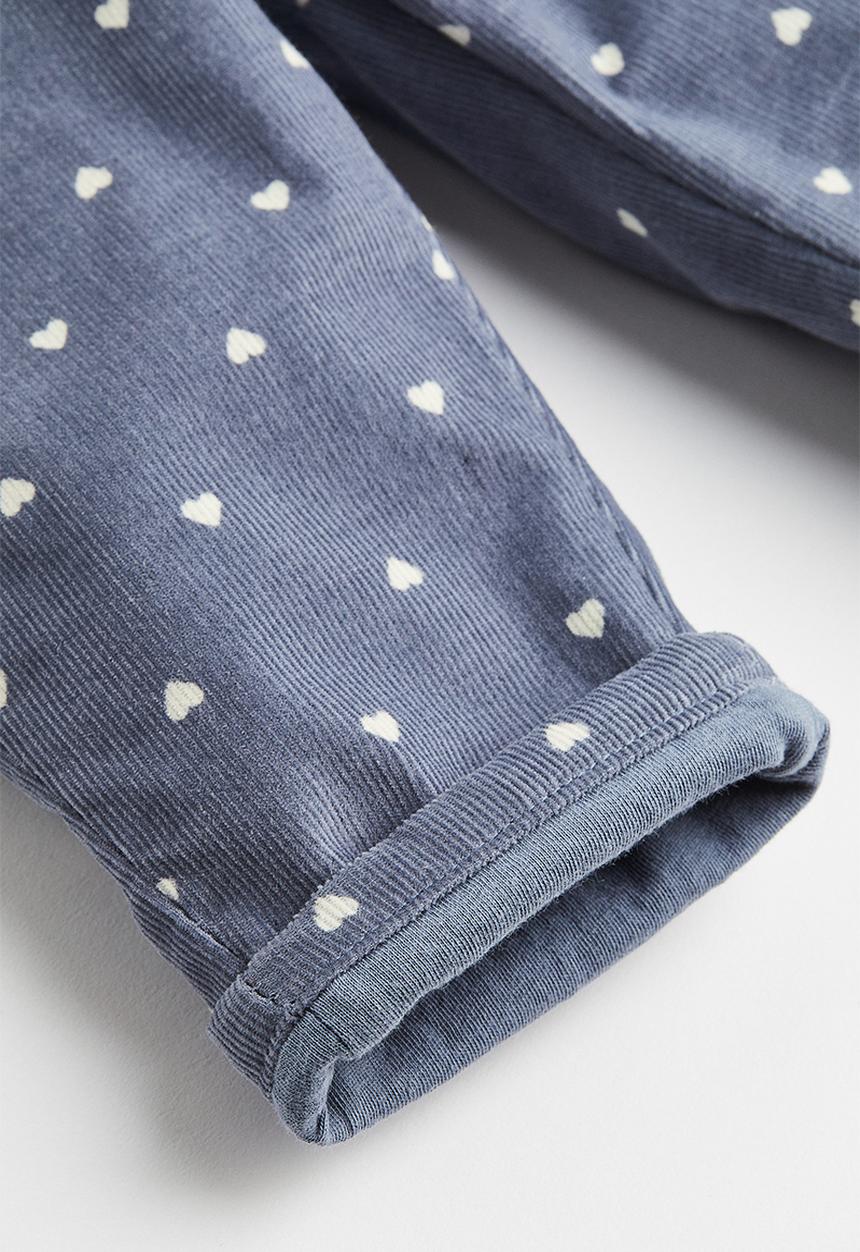 H&M - Lined cotton joggers - blue/hearts