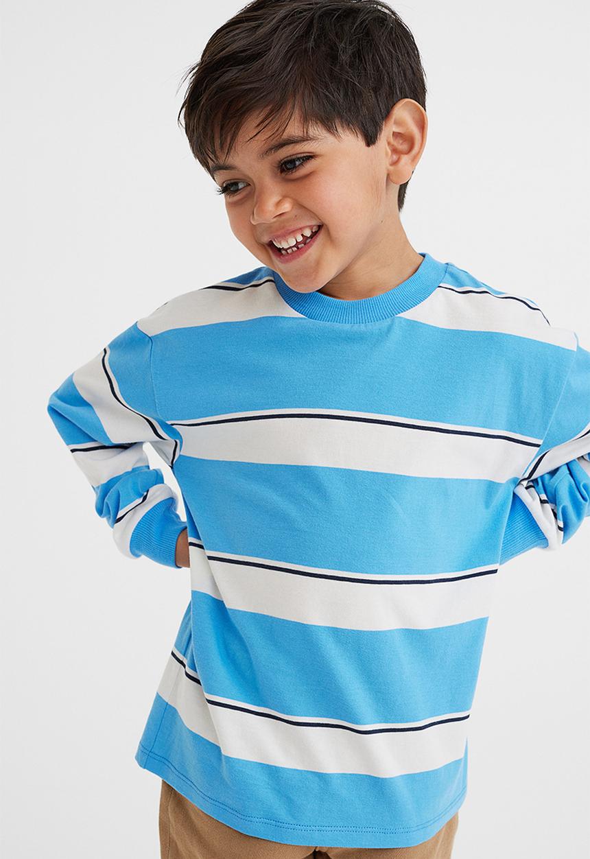 H&M - Cotton jersey top - blue/striped
