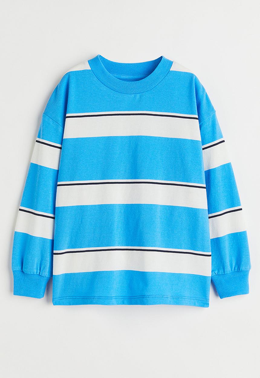 H&M - Cotton jersey top - blue/striped