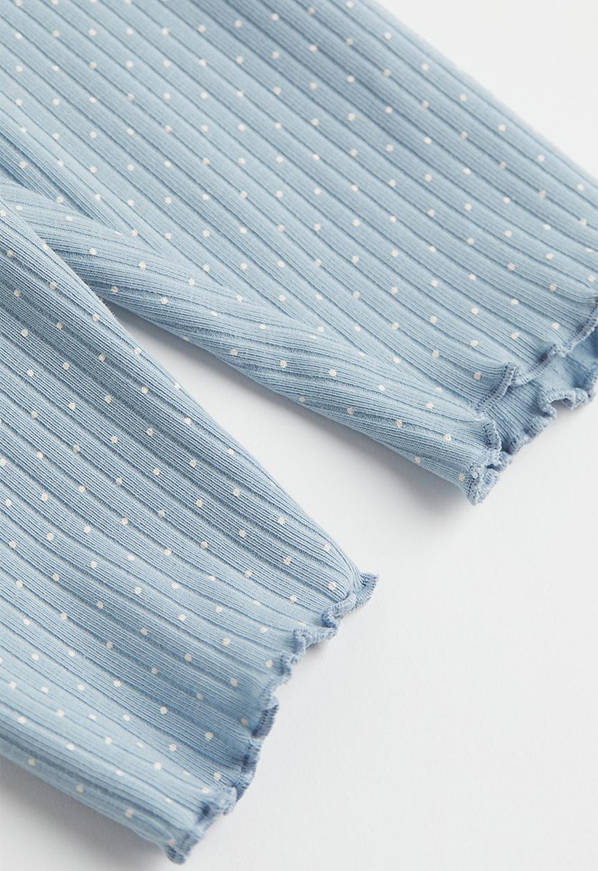 H&M - 2 Piece ribbed cotton set - light blue/spotted