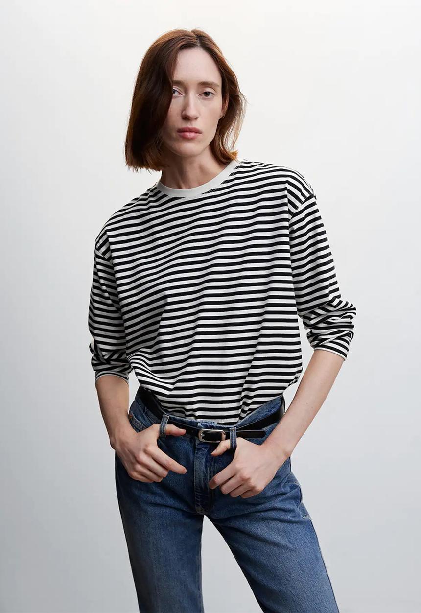 MANGO - T-shirt raya - black