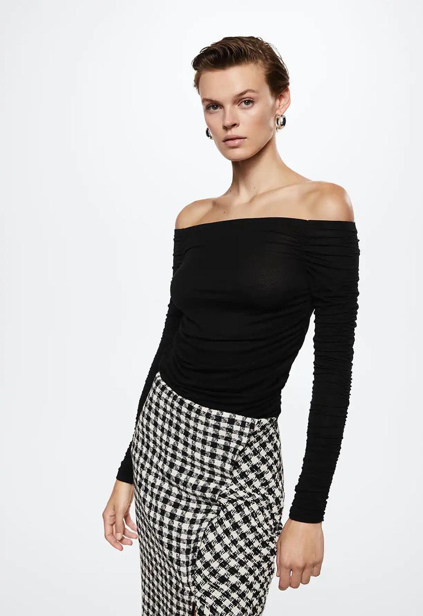 MANGO - T-shirt drap - black