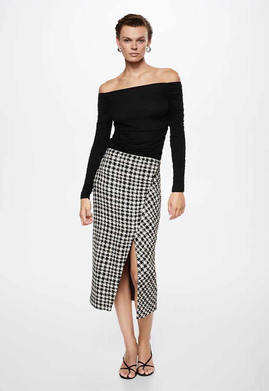 MANGO - T-shirt drap - black