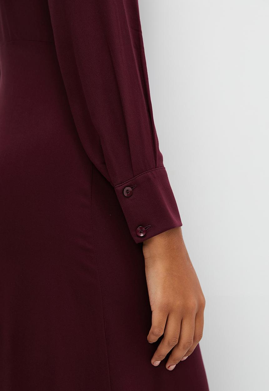 edit - Midaxi collared shirt dress - burgundy