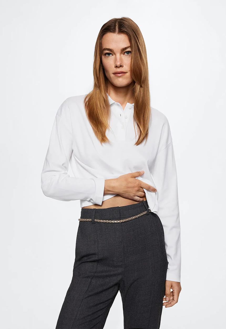 MANGO - T-shirt polita - natural