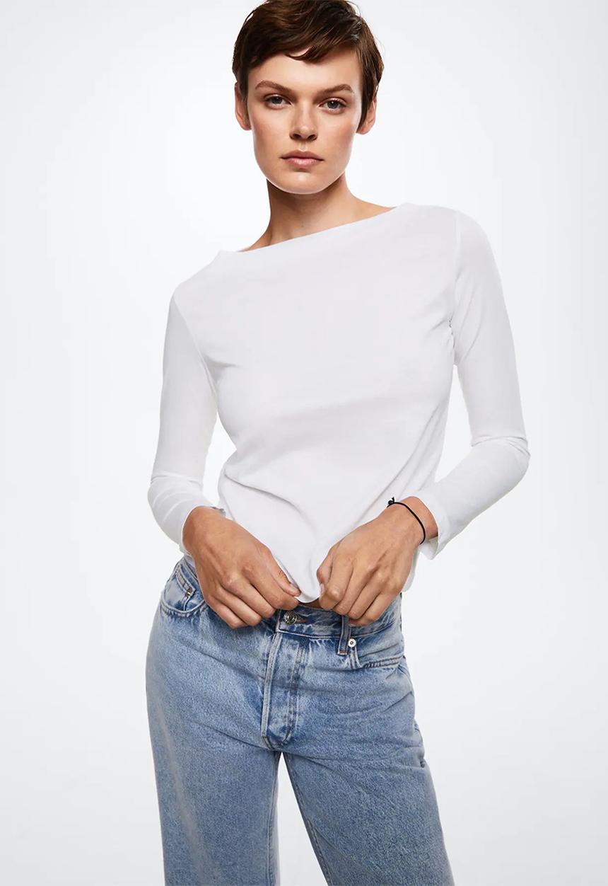 MANGO - T-shirt saco - white