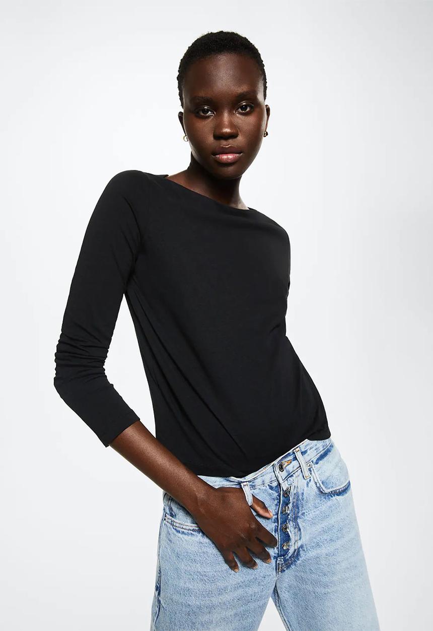 MANGO - T-shirt saco - black