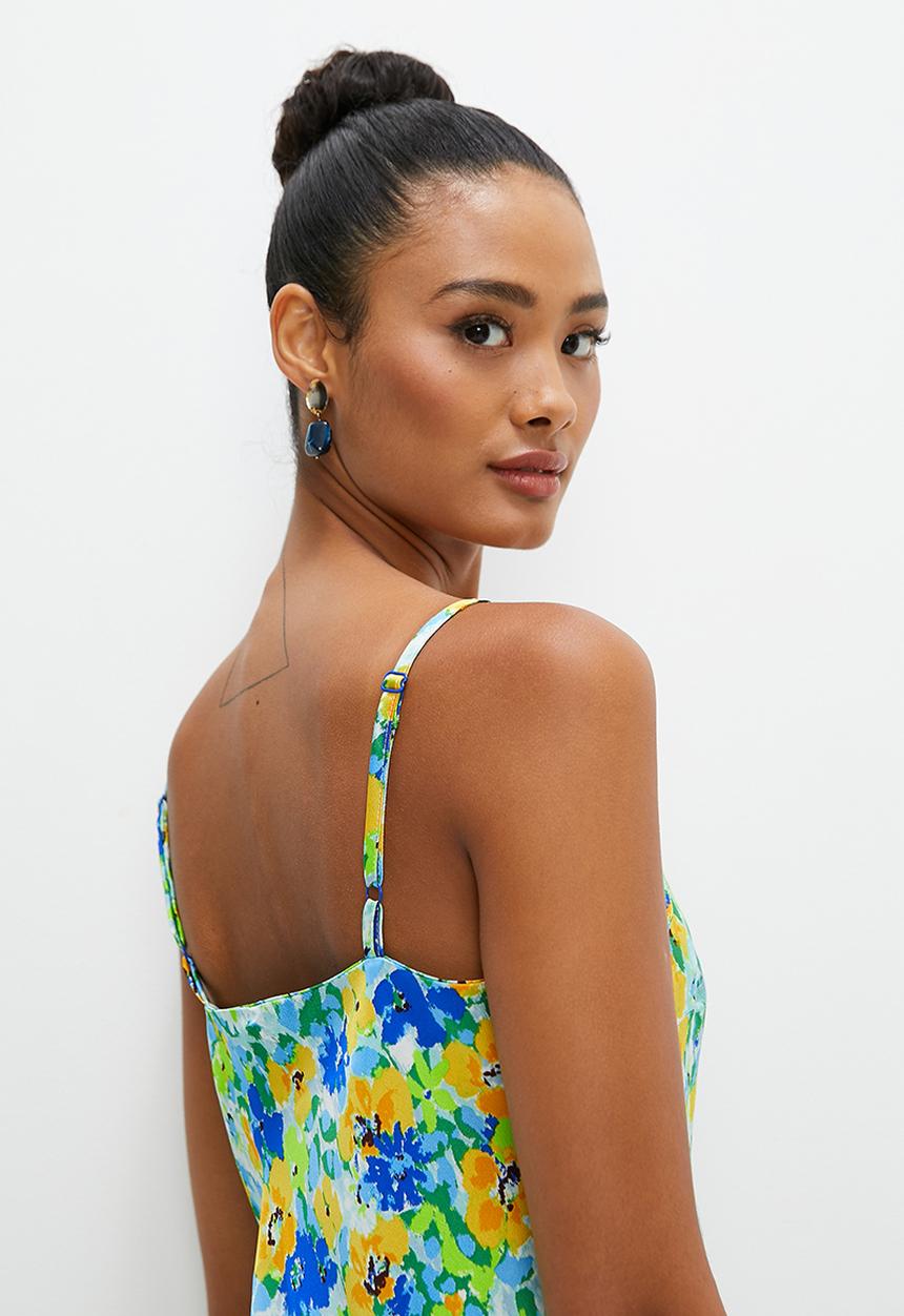 edit -  Satin slip dress - watercolour floral