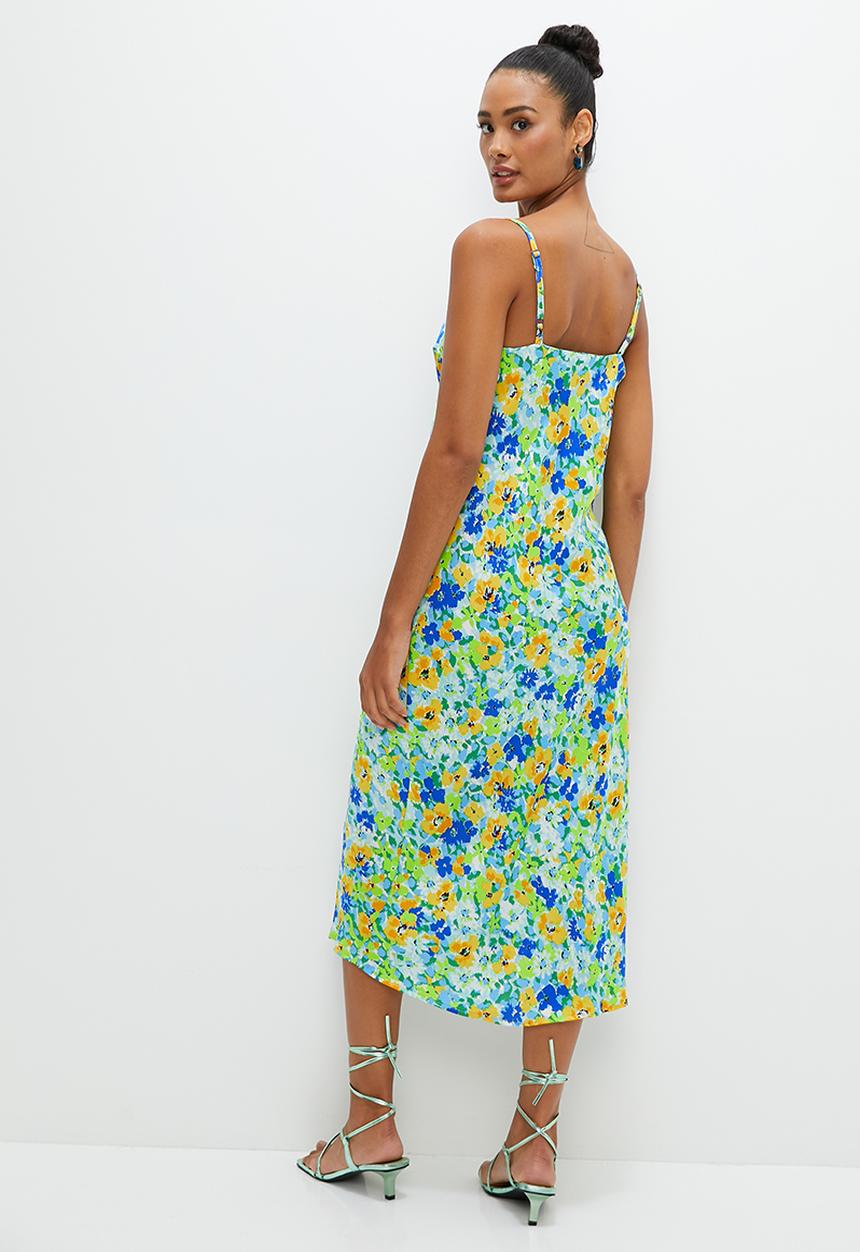 edit -  Satin slip dress - watercolour floral