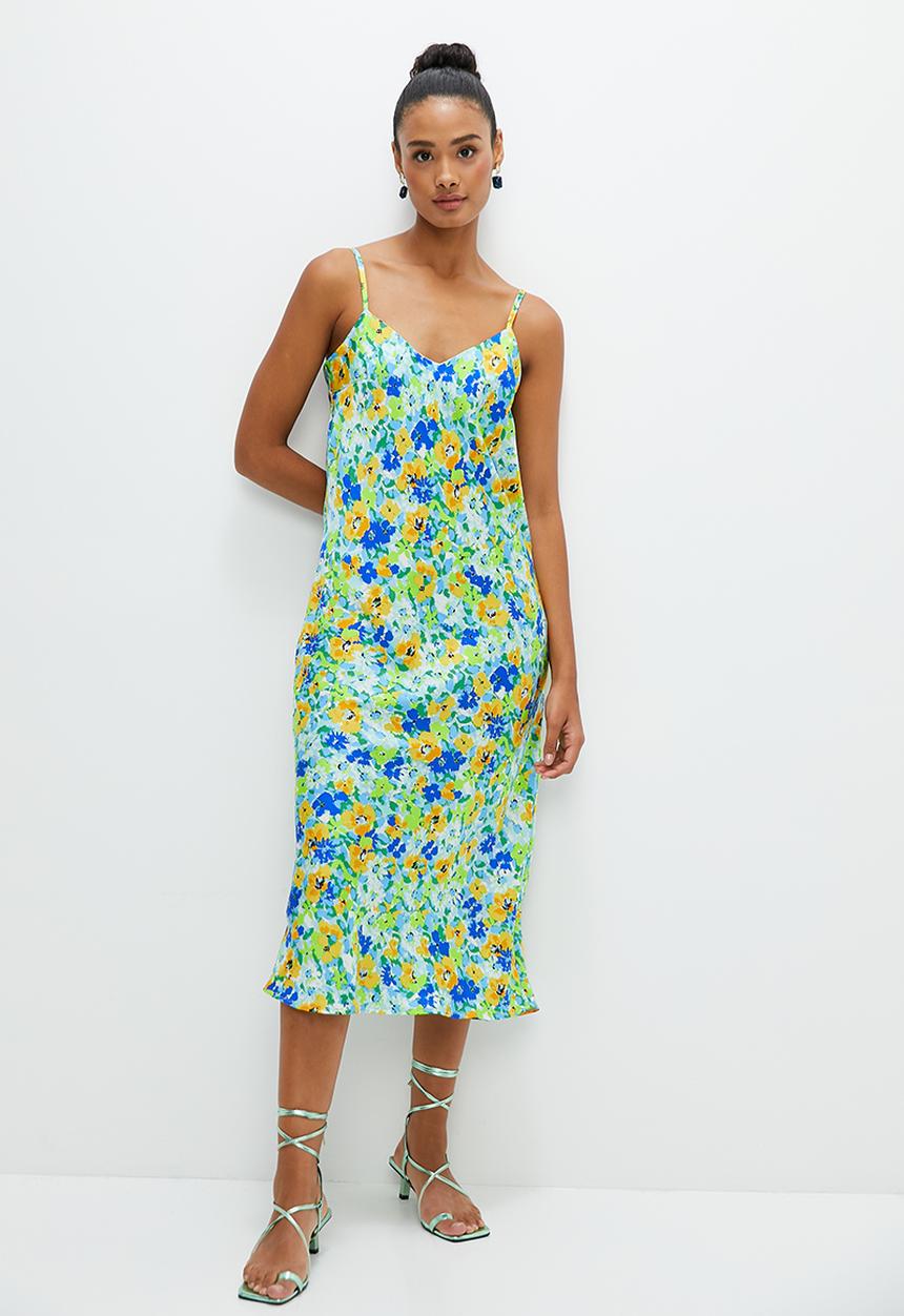 edit -  Satin slip dress - watercolour floral
