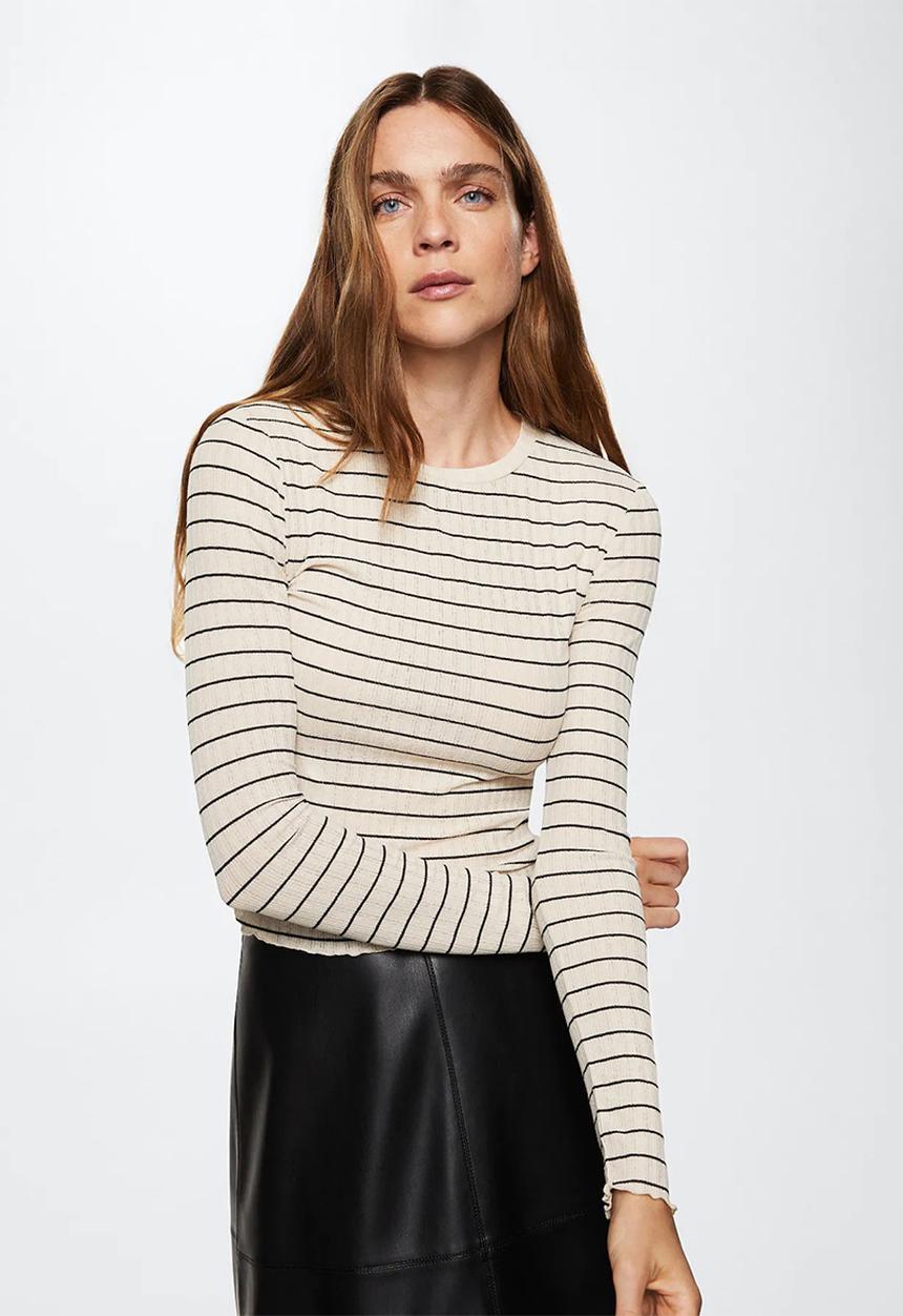 MANGO - T-shirt crema - light beige