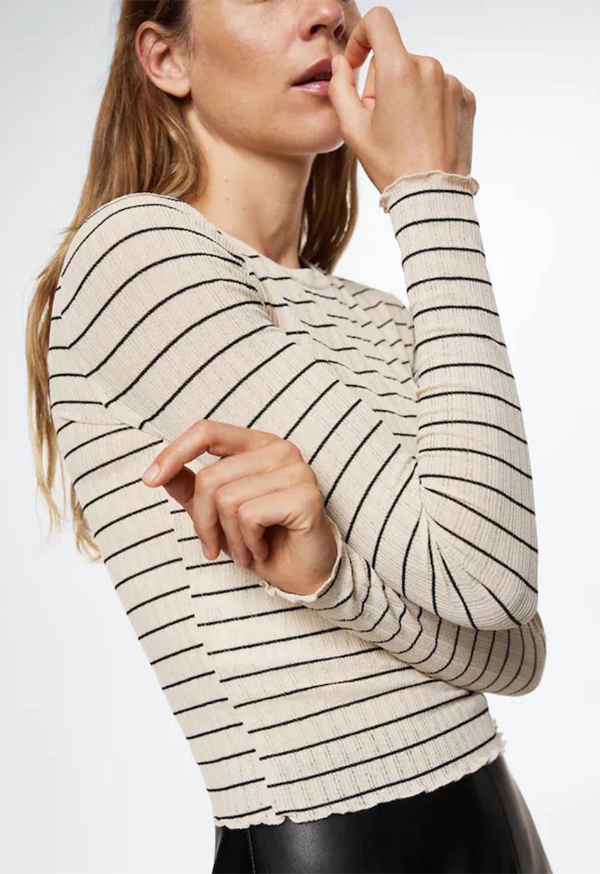 MANGO - T-shirt crema - light beige