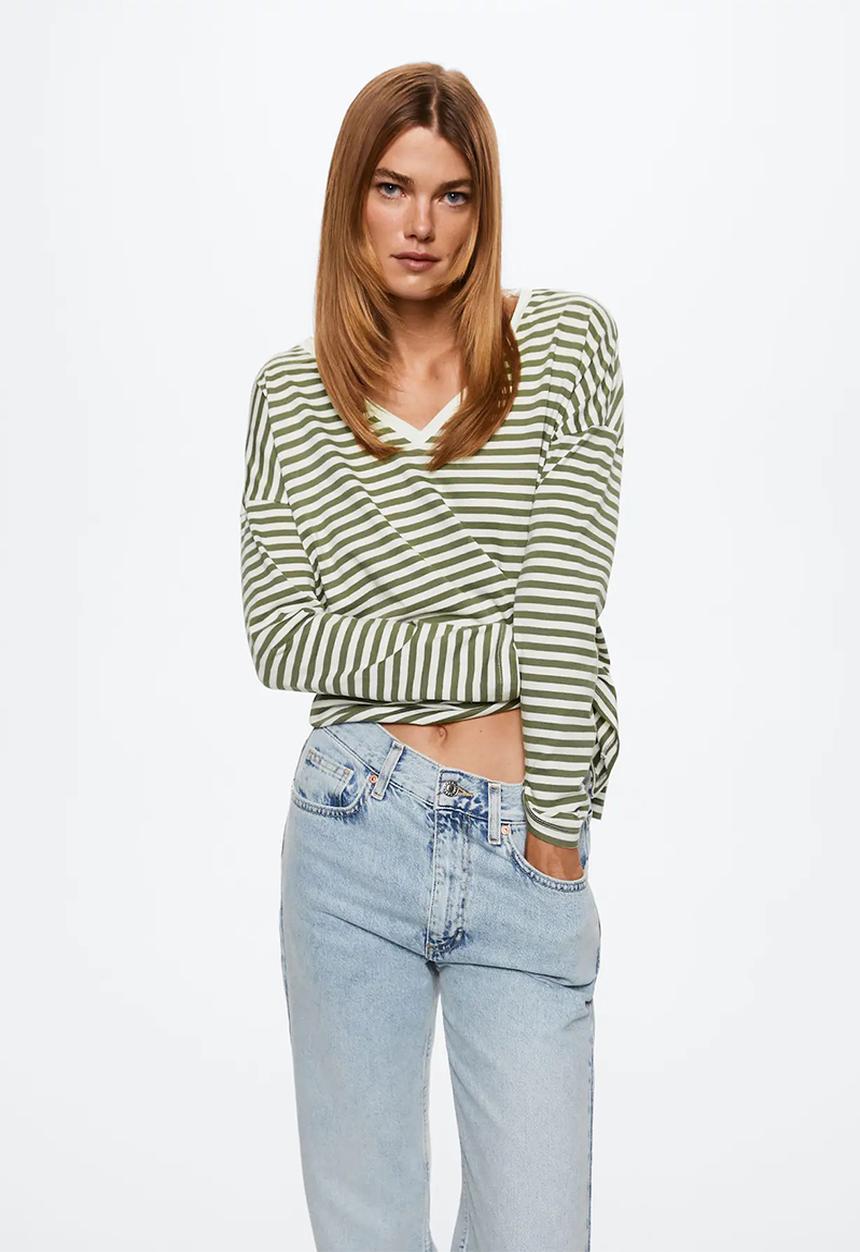MANGO - T-shirt sacov - green