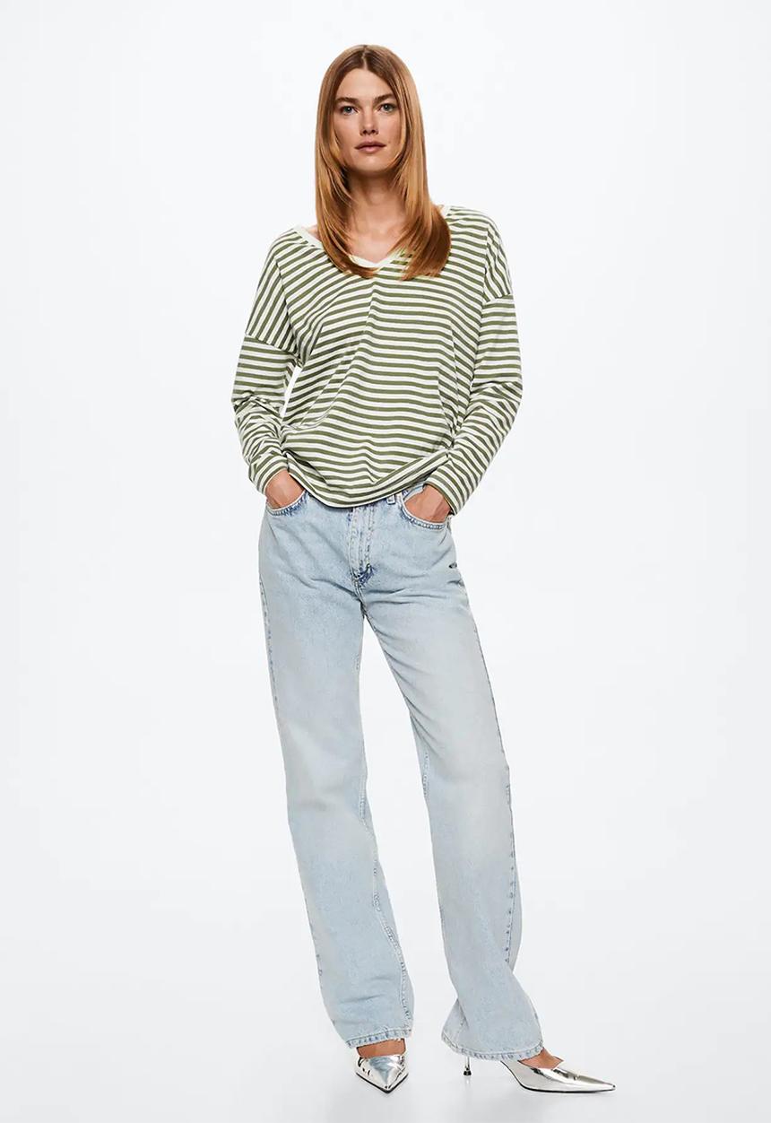 MANGO - T-shirt sacov - green