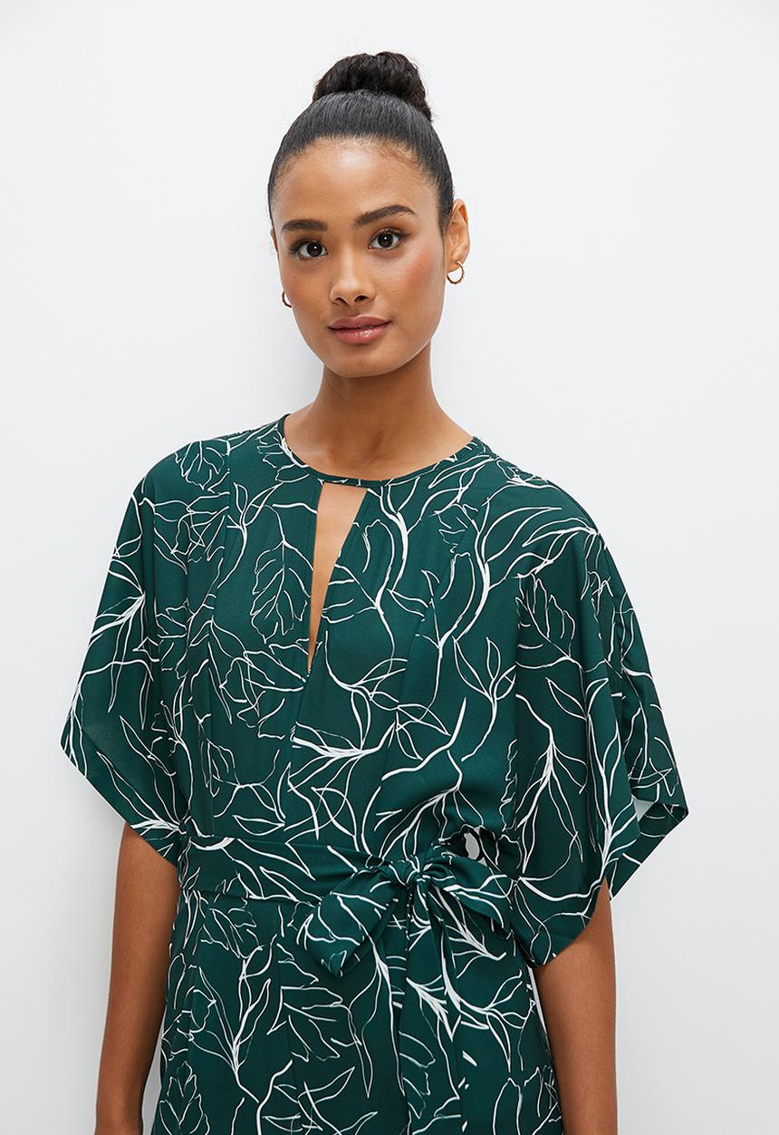 edit - Dolman sleeve wide leg jumpsuit - emerald line work