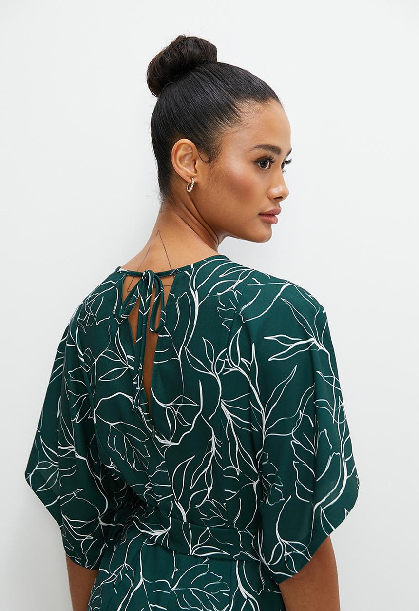 edit - Dolman sleeve wide leg jumpsuit - emerald line work