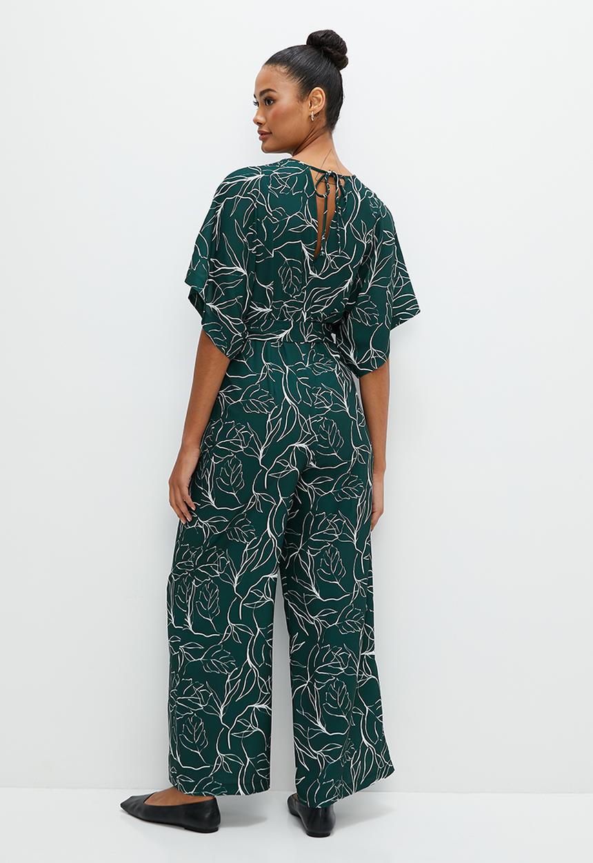 edit - Dolman sleeve wide leg jumpsuit - emerald line work