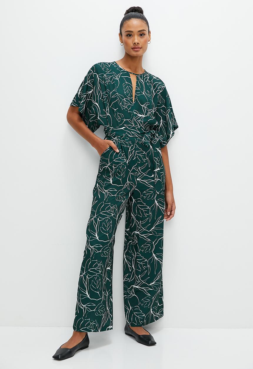 edit - Dolman sleeve wide leg jumpsuit - emerald line work