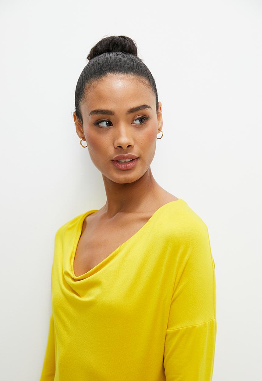 edit - Cowl neck top - yellow