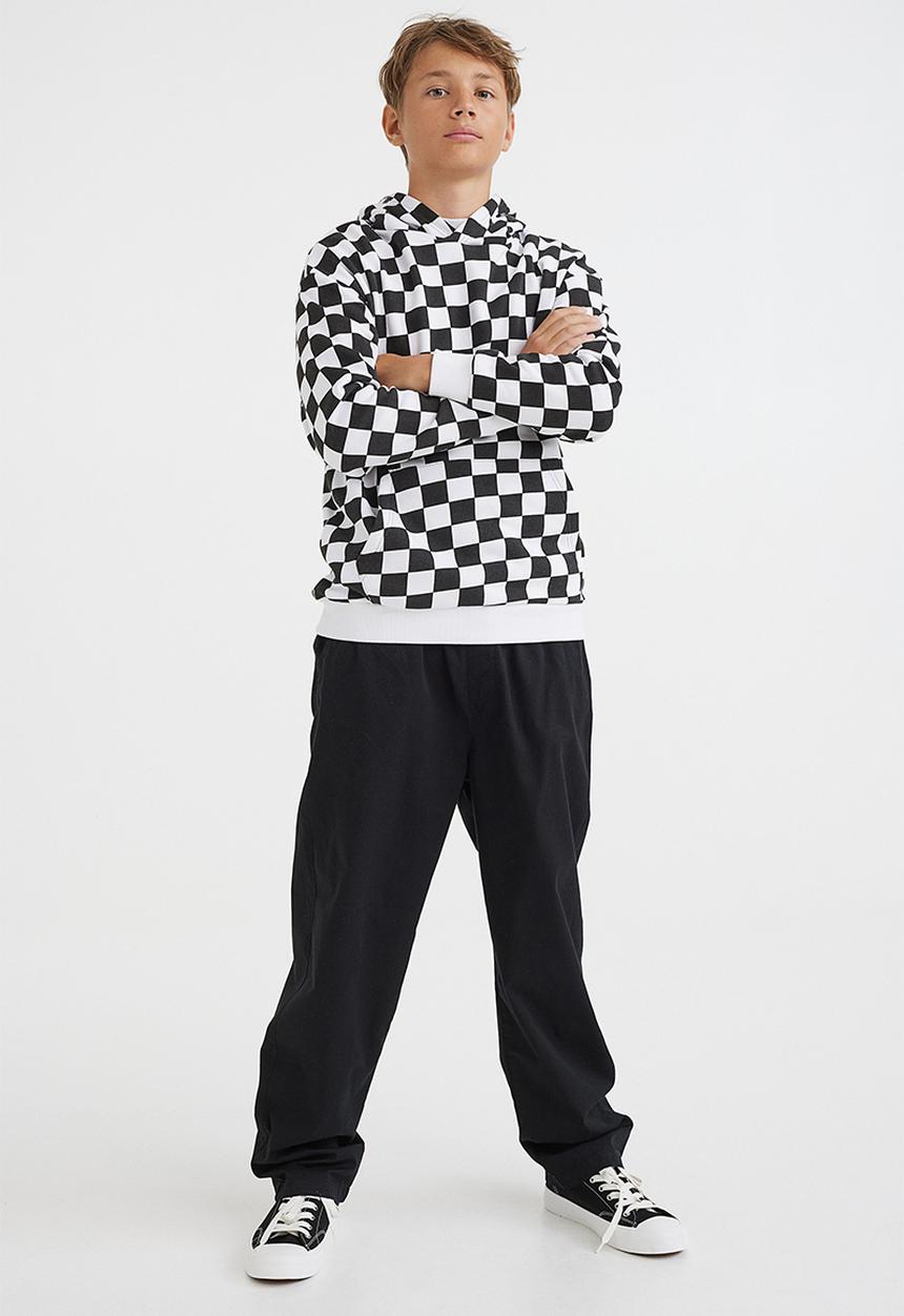 H&M - Oversized hoodie - black/white checked
