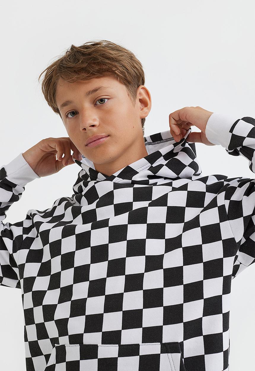 H&M - Oversized hoodie - black/white checked