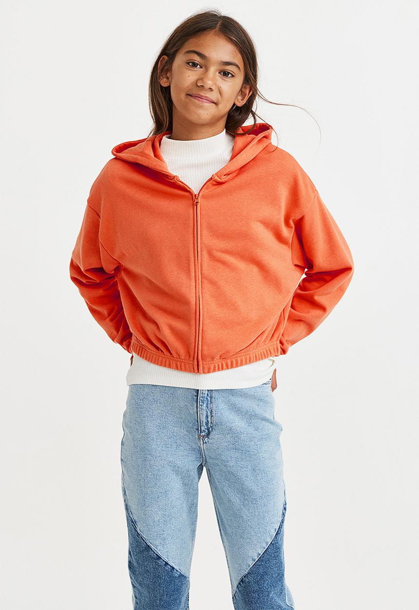 H&M - Oversized zip-through hoodie - orange