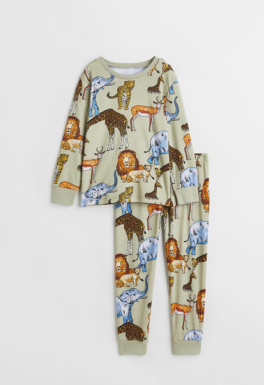 H&M - Jersey pyjamas - light green/animals