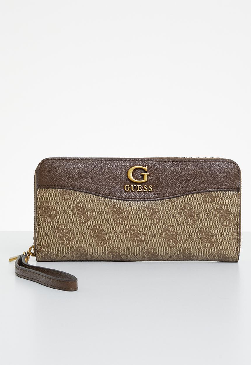 GUESS - Nell logo slg large zip around - latte logo/brown