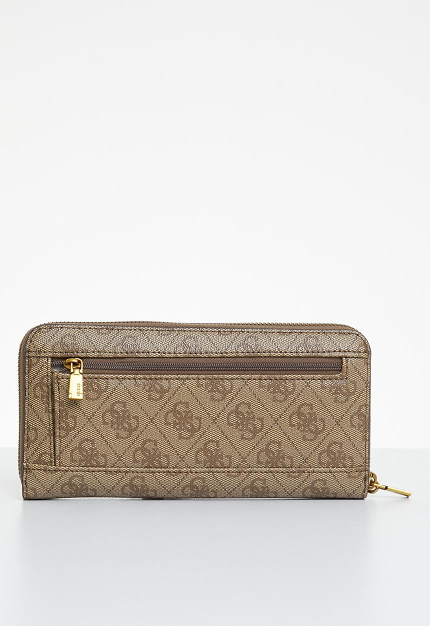 GUESS - Nell logo slg large zip around - latte logo/brown