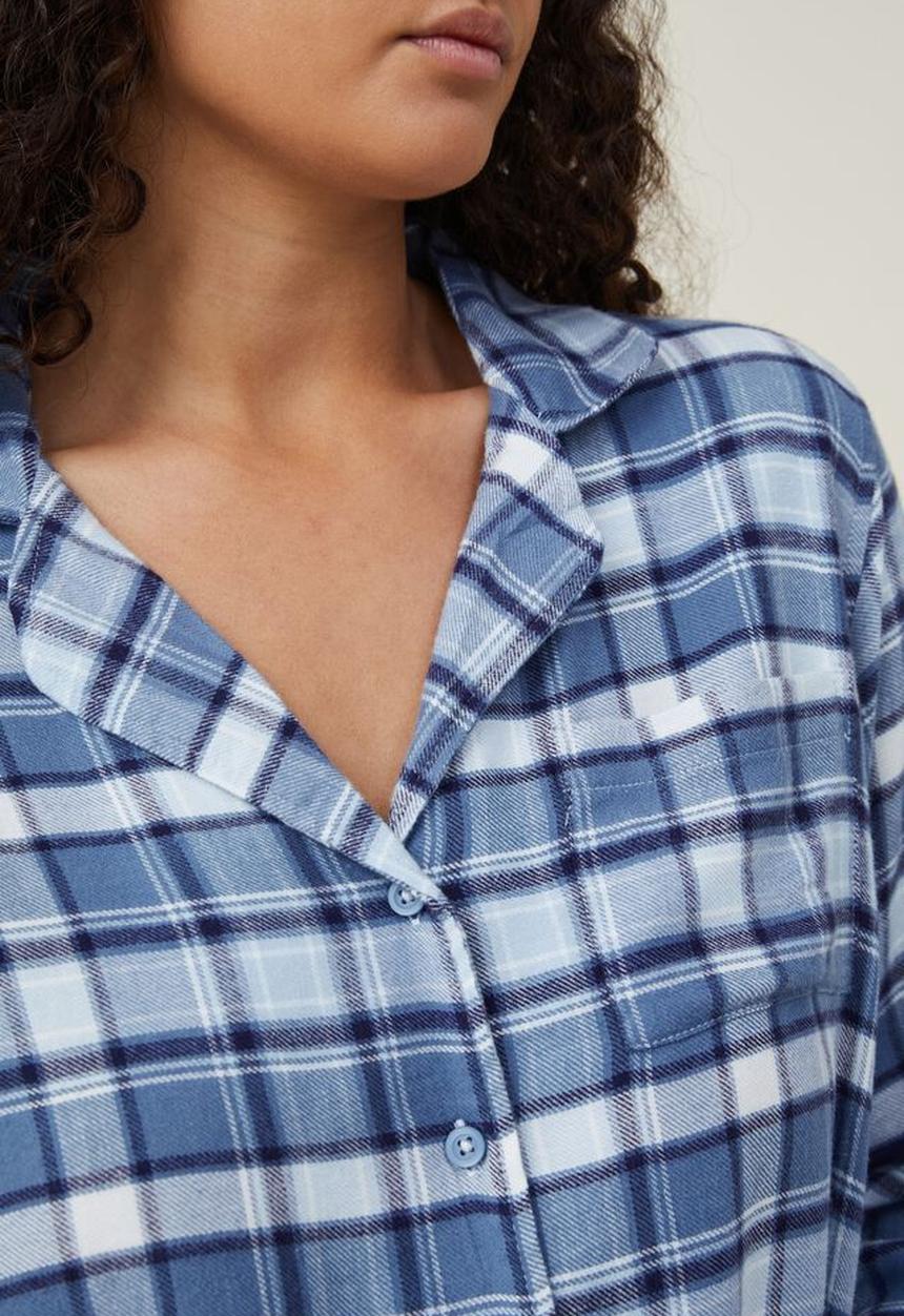 Cotton On - Flannel sleep set - mid blue check