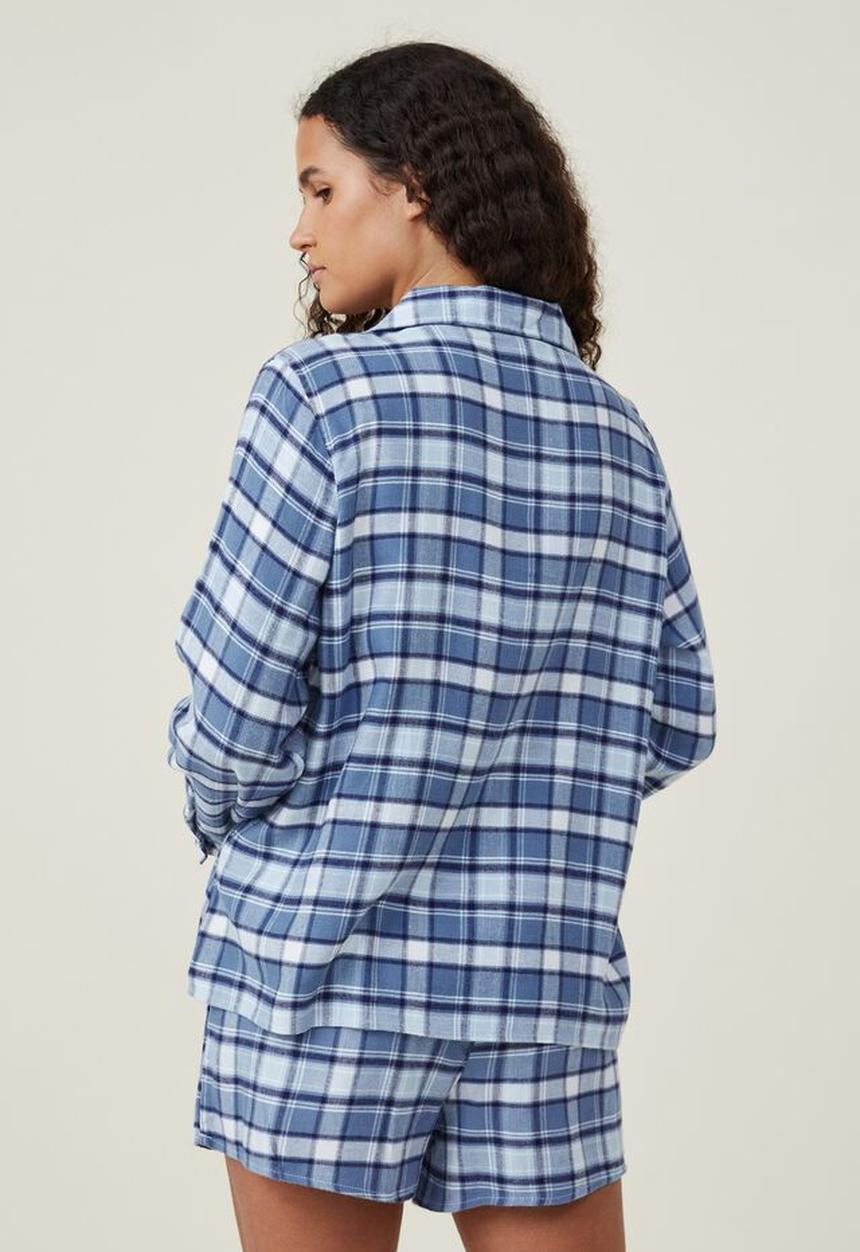 Cotton On - Flannel sleep set - mid blue check