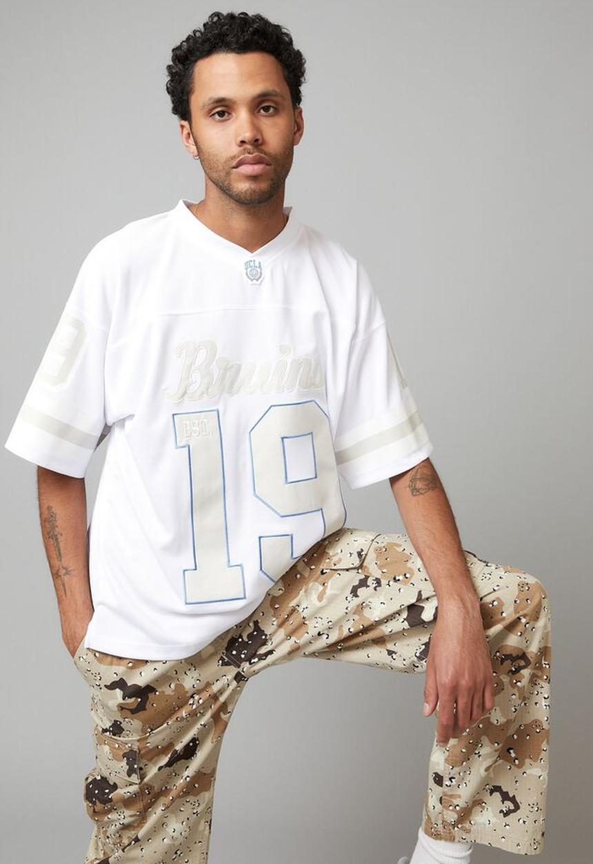 Factorie - Ucla v-neck mesh top - lcn ucla & white tonal